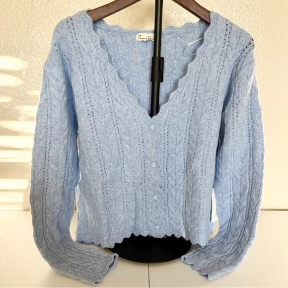 Camellia scallop gem cable knit cardigan size large - Picture 4 of 6